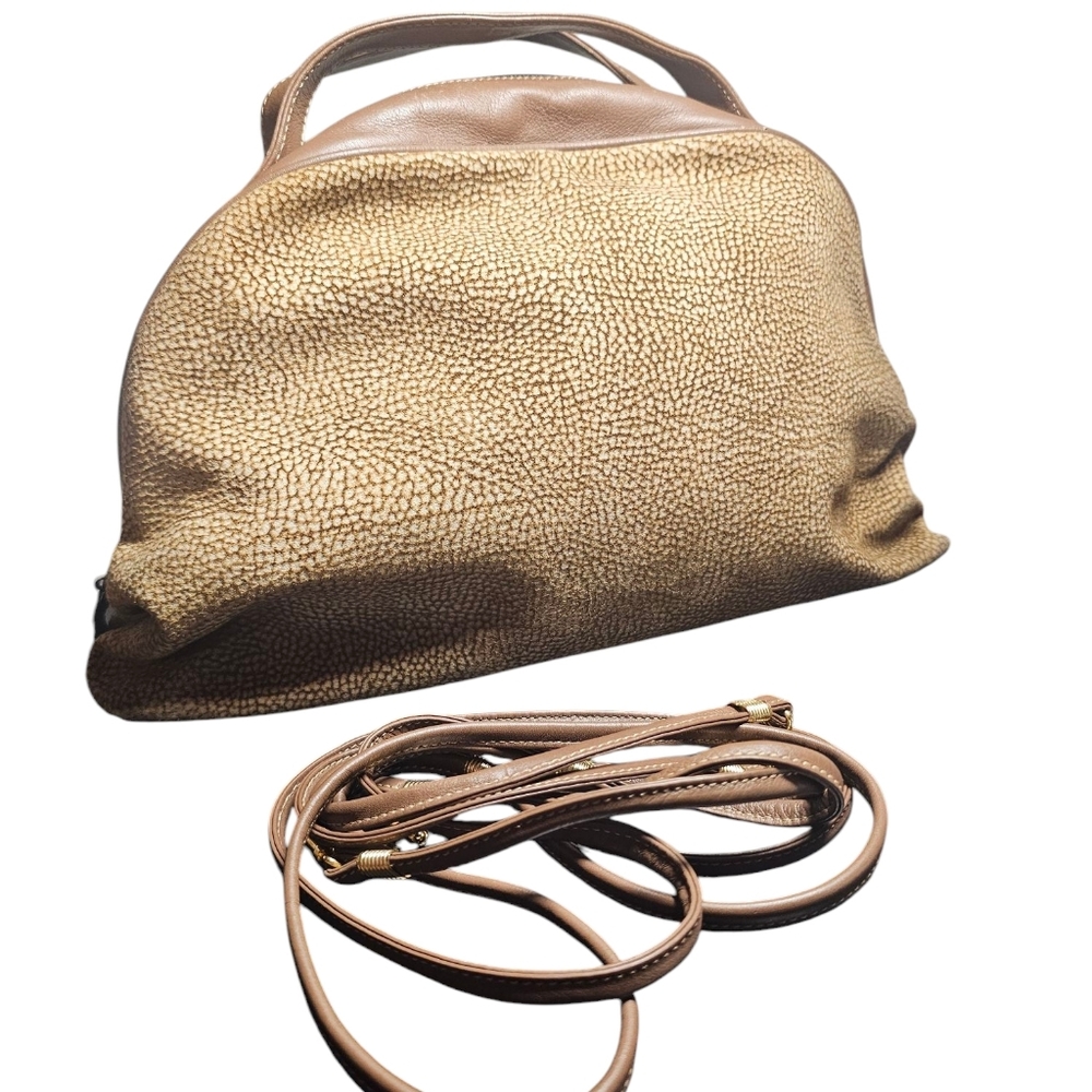 Rare  Borbonese By RedWall  Dome Bag Quail Pattern unusual strap attachment Vtg